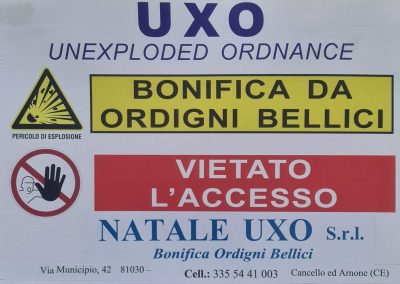 Bonifica Bellica - Natale Uxo - Cartello di Cantiere